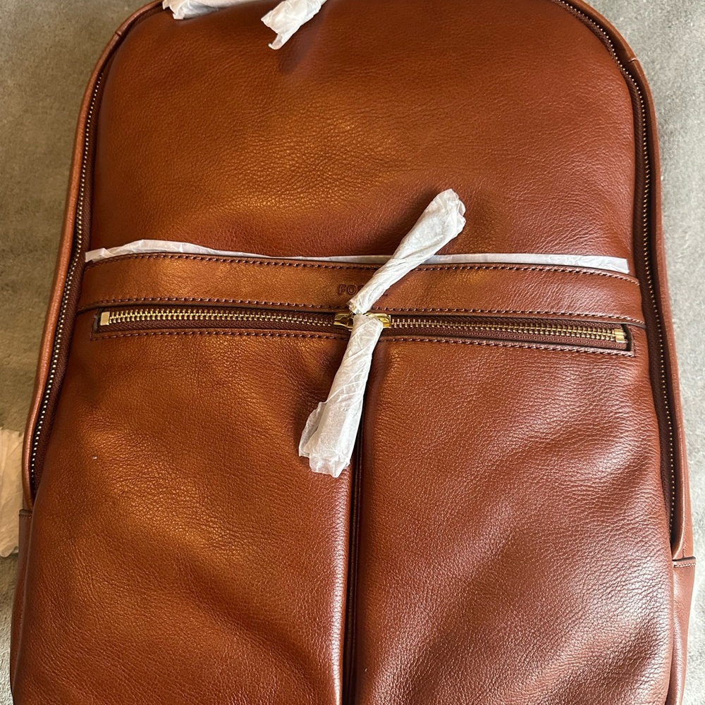 Fossil Tess Tan Leather Backpack